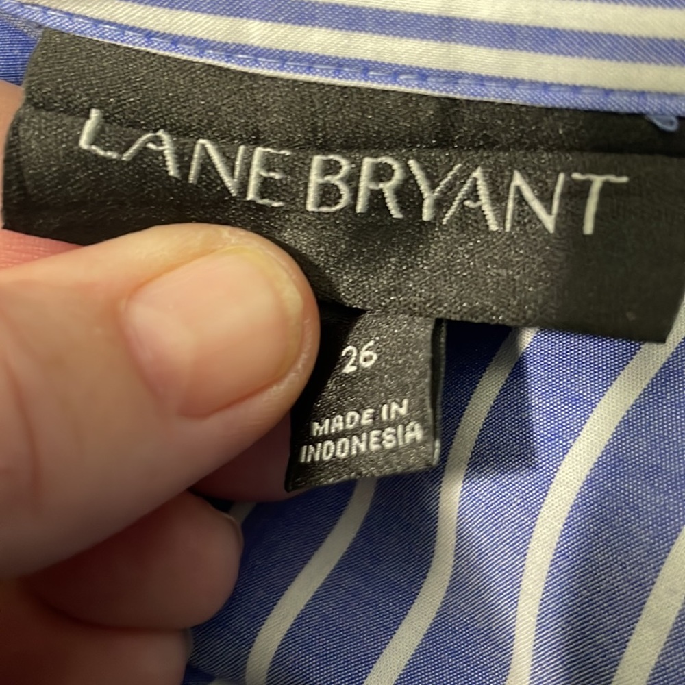 Blue and White Striped Tunic Length Blouse. Lane Bryant. Size 26. - Picture 4 of 5